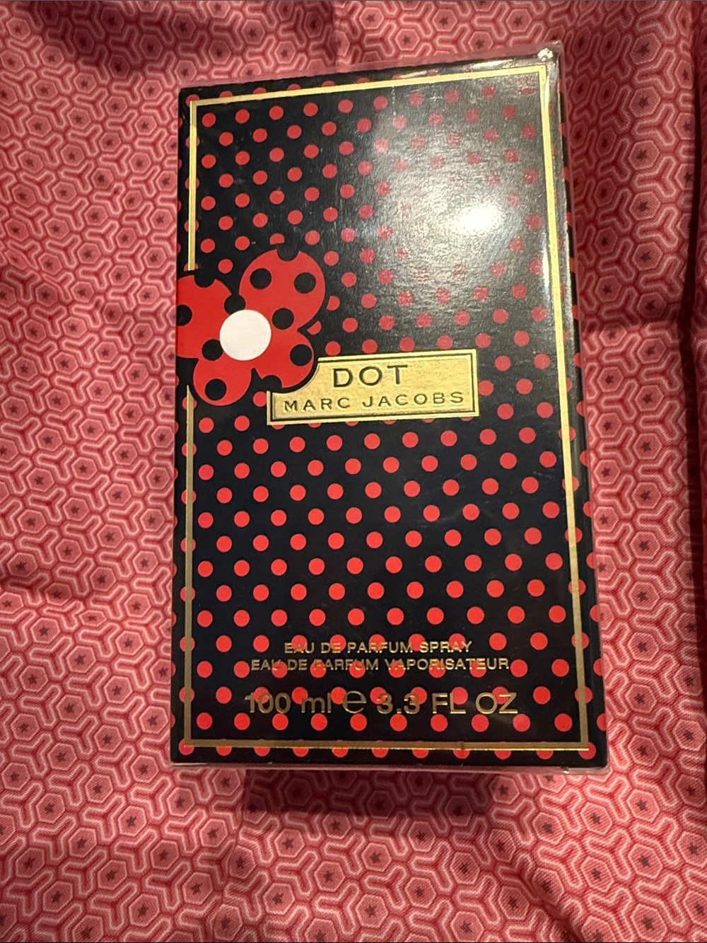 *NIB 3.3oz* Marc Jacobs Dot Black and Red Polka Dot  Box